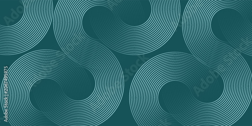 Obraz na plátně Abstract green glowing geometric lines on gray background
