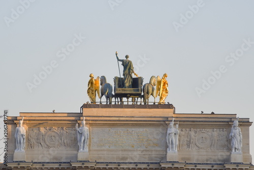 Rear view of the Arc de Triomphe du Carrousel in Paris.
