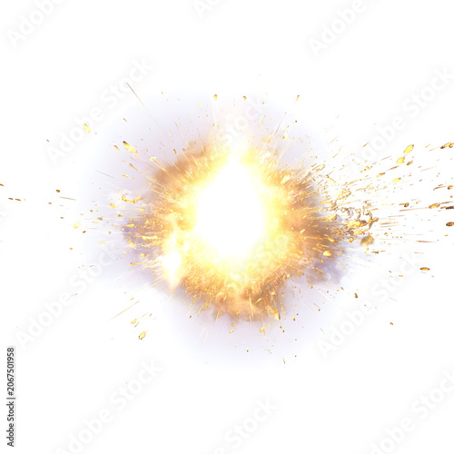 Fiery explosion bursts outwards radiating intense heat, light, sparks, and hazy smoke, conveying concepts of destruction, breakthrough, ignition, and dynamic force