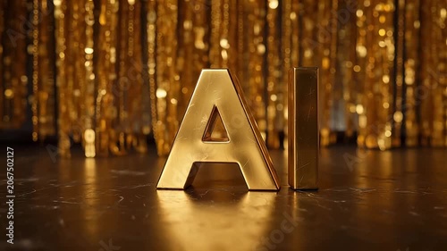 Golden letters AI stand proudly against a shimmering backdrop