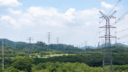 Konstfotografi Power transmission towers near Shiyan Lake in Shenzhen, China