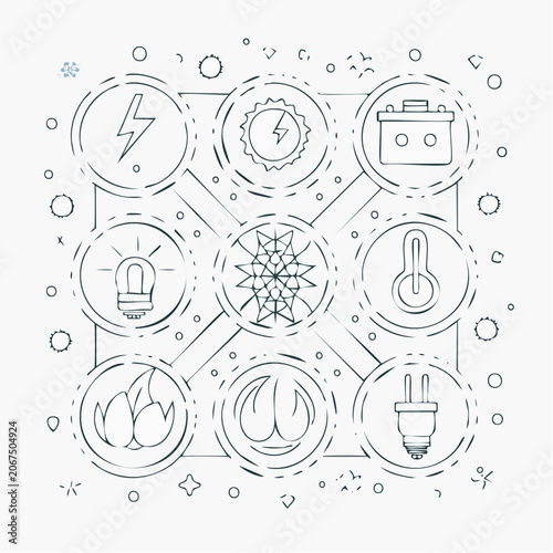 Hand drawn energy and power icons.