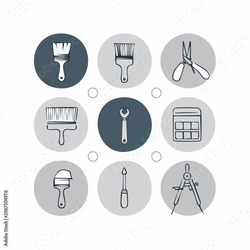 Hand tool icons for DIY projects and technical maintenance.