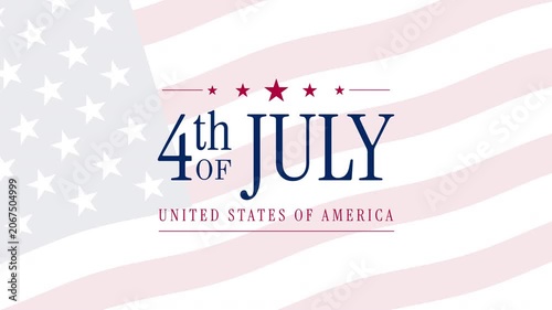 Animated Waving American Flag Background with 4th of July Independence Day Typography