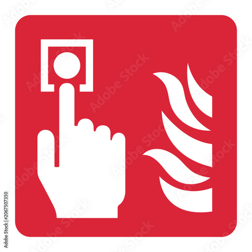 fire alarm call point symbol, fire safety sign F005, square vector sticker