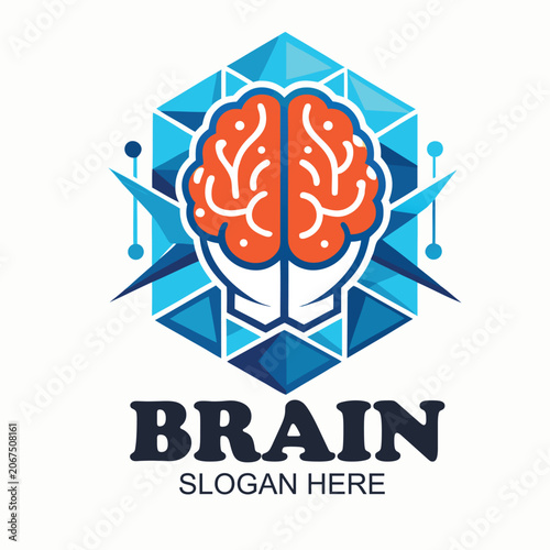 logo vector design illustration icon brain