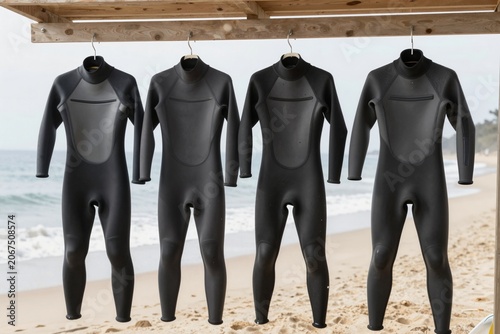 Obraz na płótnie Multiple Black Wetsuits on Display