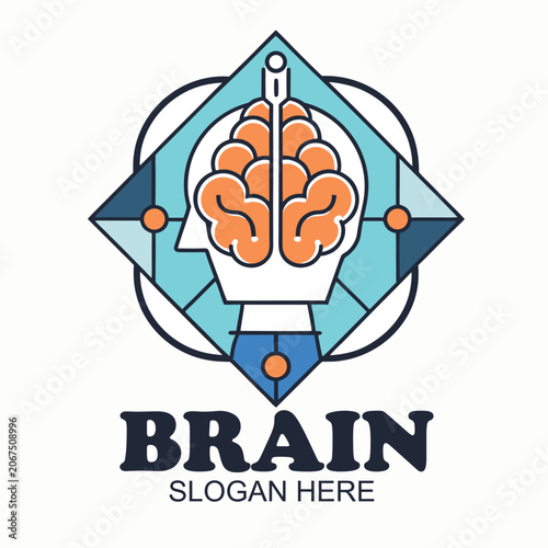 logo vector design illustration icon brain