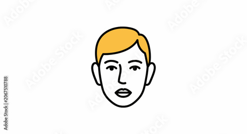 Quadro su tela Minimalist human face icon with short blonde hair