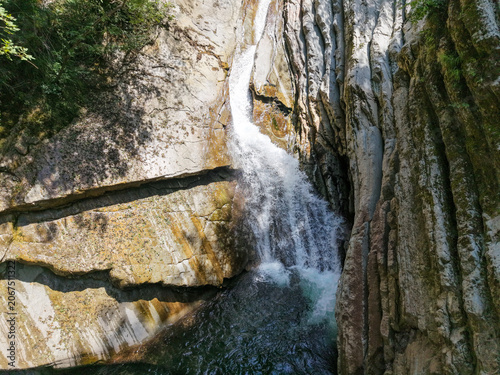 Drone view of Breggia gorges in the italian part of Switzerland