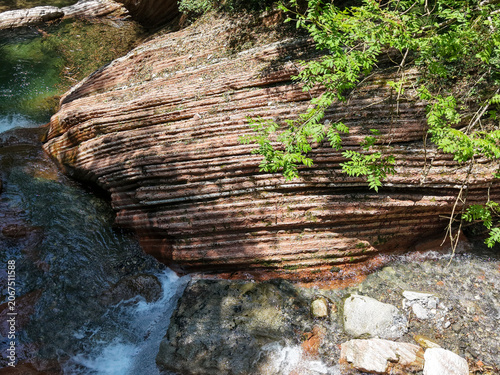 Drone view of Breggia gorges in the italian part of Switzerland