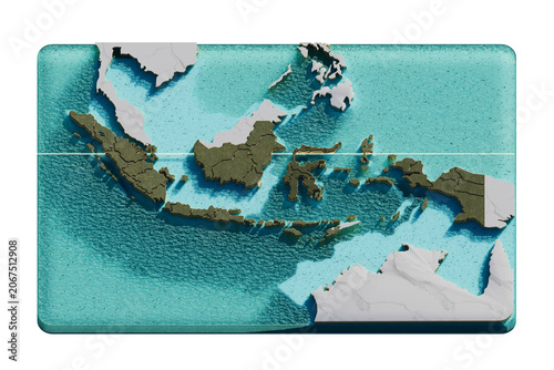 Isometric Indonesia Map With Equator Line