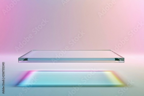 Floating glass plate above mirrored surface