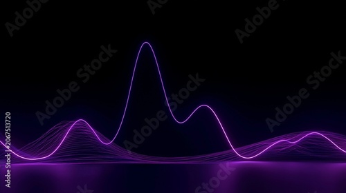 Purple light waves ripple across a dark surface