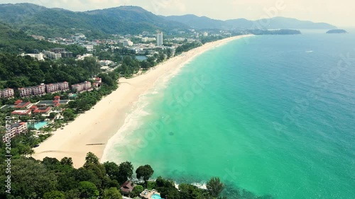 Aerial Top view Clean and beautiful Kata Karon beach Phuket Thailand, southern of Thailand,Patong beach is a very famous tourist destination in Phuket