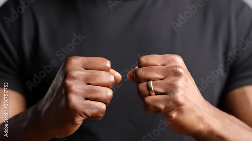 Close up of Black man's hands gesturing during conversation