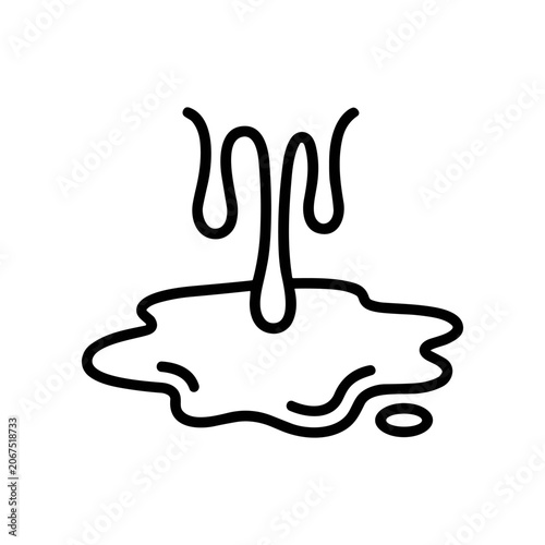 Принти на полотні Black line art liquid dripping puddle.