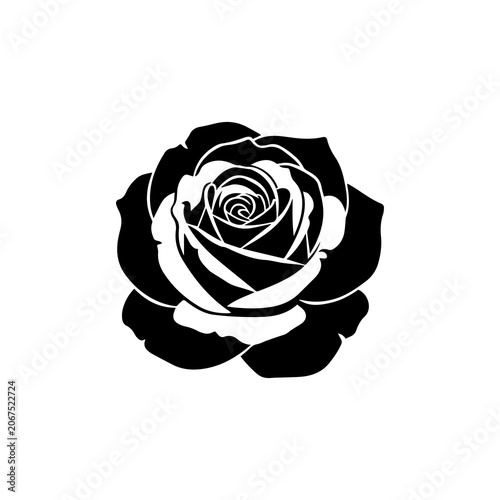 Minimalist black rose flower silhouette graphic with silhouette, minimalist