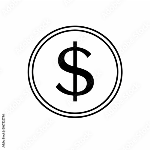 Dollar Coin Line Icon - Money Currency Vector Icon for Finance and Banking