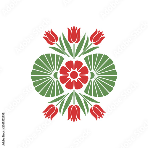Symmetrical floral ornament pattern design with ornament symmetrical botanical