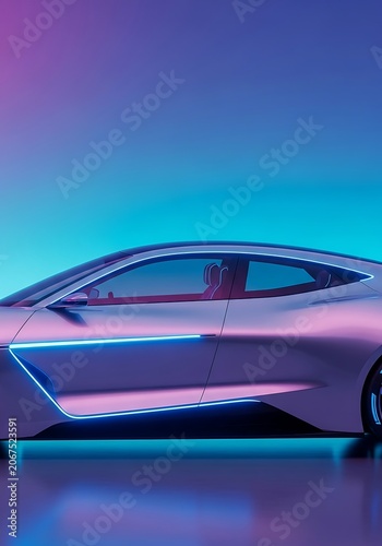 Abstract futuristic tunnel with glowing neon lights.