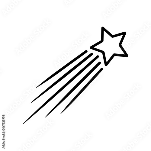 Foto Black star with motion lines flying.