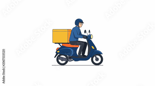 Delivery rider on a scooter with package.