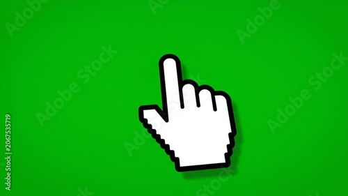 Computer hand cursor clicking loading icon on green screen.