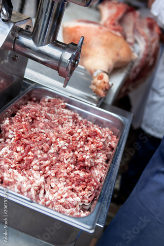 Pork meat processed into sausage meat