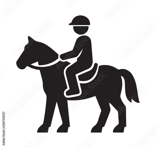 Horse rider silhouette vector on white background for equestrian sports design