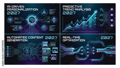 фотографія Ai driven marketing trends and content automation 2027 vector with data driven a