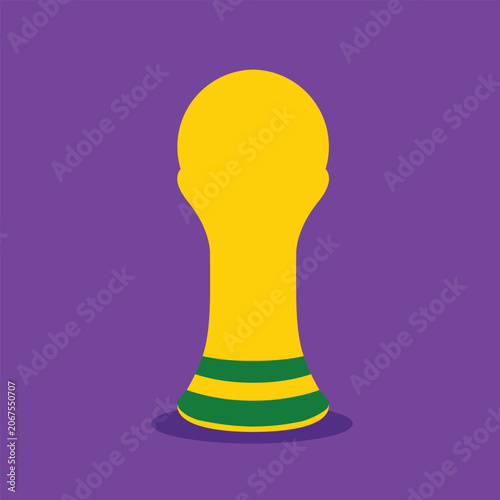 Football Championship Trophy. Vector flat illustration with yellow cup on bright background. Golden Bowl is a symbol of achieving victory in world football championship