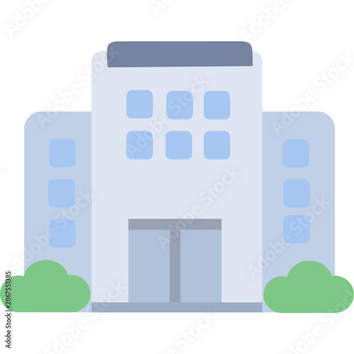 Office Building Flat Icon, Corporate Vector Illustration