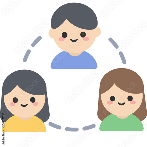Team People Connection Flat Icon, Vector Illustration