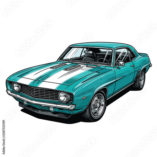 Realistische vintage car Comic Vector Illustration Oldtimer Für T-Shirt Design
