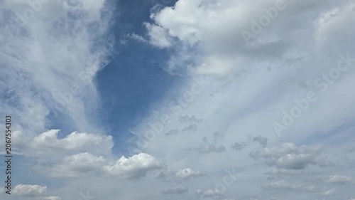 Cloudscape, Timelapse of Blue Sky with Soft White Cirrus and Cumulus Clouds for Dreamy Nature Background