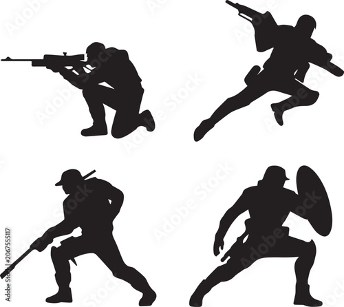 Foto Tactical military combat soldier silhouettes with silhouette military tactical