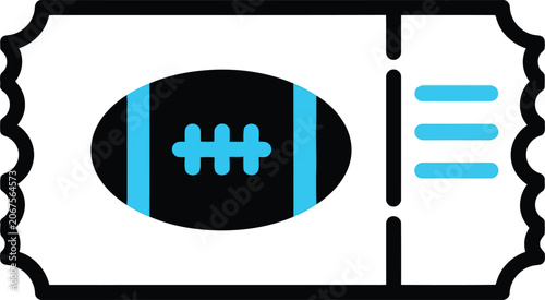 Cuadro en lienzo American Football Ticket Icon with Sports Admission Pass Design on White Backgro