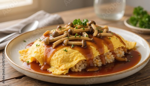 Savory Omelette with Mushrooms and Herbs.