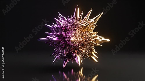 Abstract 3D geometric crystal sphere expanding with glowing light energy