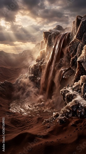 Chocolate mountain waterfall.