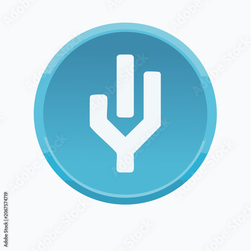 Blue USB connection button icon