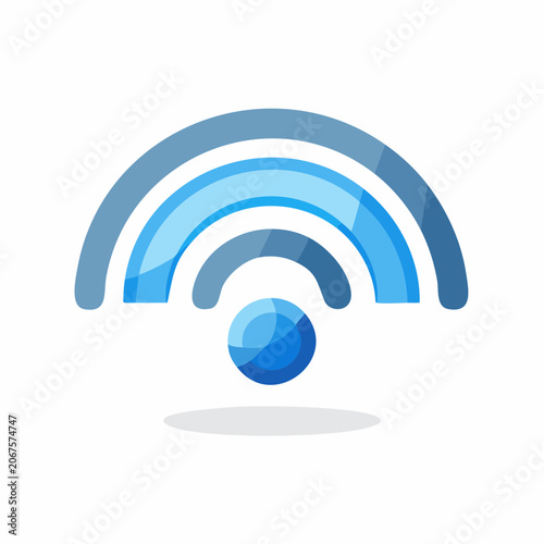 Blue wireless signal icon for internet connectivity.