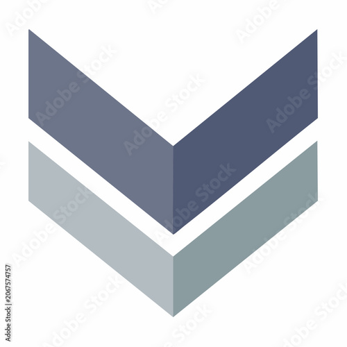 Bold 3D double chevron arrow pointing down.