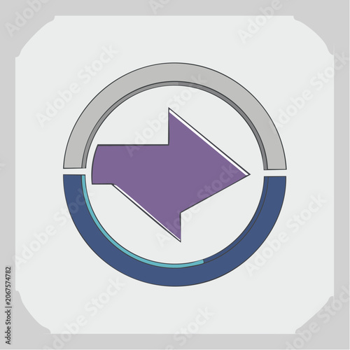Bold purple right arrow inside blue and silver ring.