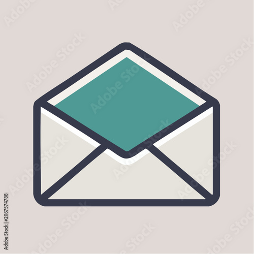 Bold outline open envelope icon for high visibility