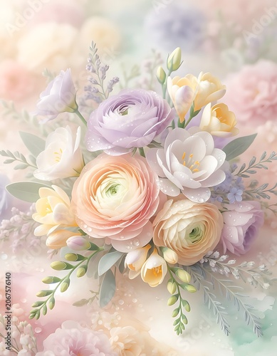 Soft Pastel Roses in a Dreamy Bouquet.