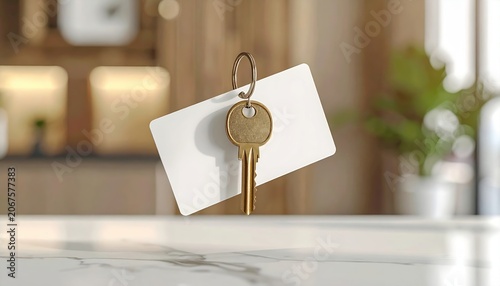 Floating key card hotel mockup, luxury branding