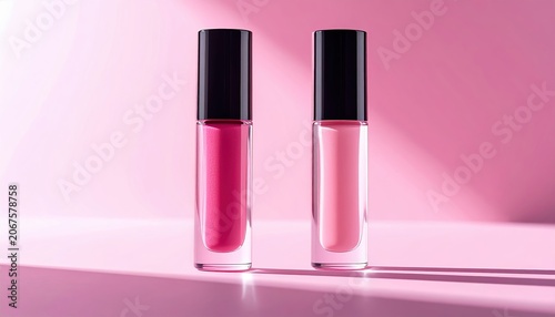 Cosmetic lip gloss tube mockup, glossy reflection