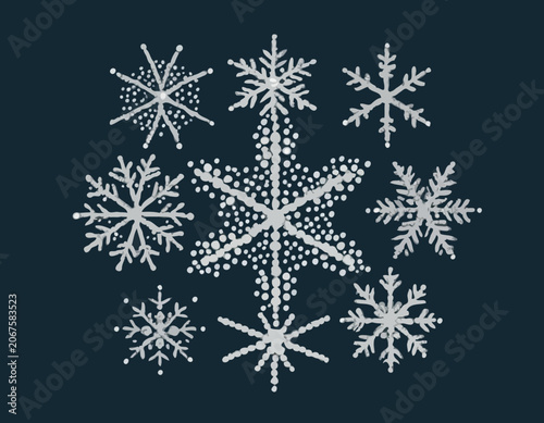 Canvas-taulu Winter round snow shape made of hand drawn dots beads dot snowflakes Simple circ